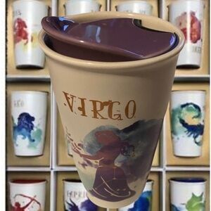2017 Starbucks Ceramic Travel Coffee Cup 12 fl oz Virgo Zodiac image with Lid.